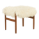 Pouf en teck danois des années 60 recouvert de peau de mouton à poils longs.