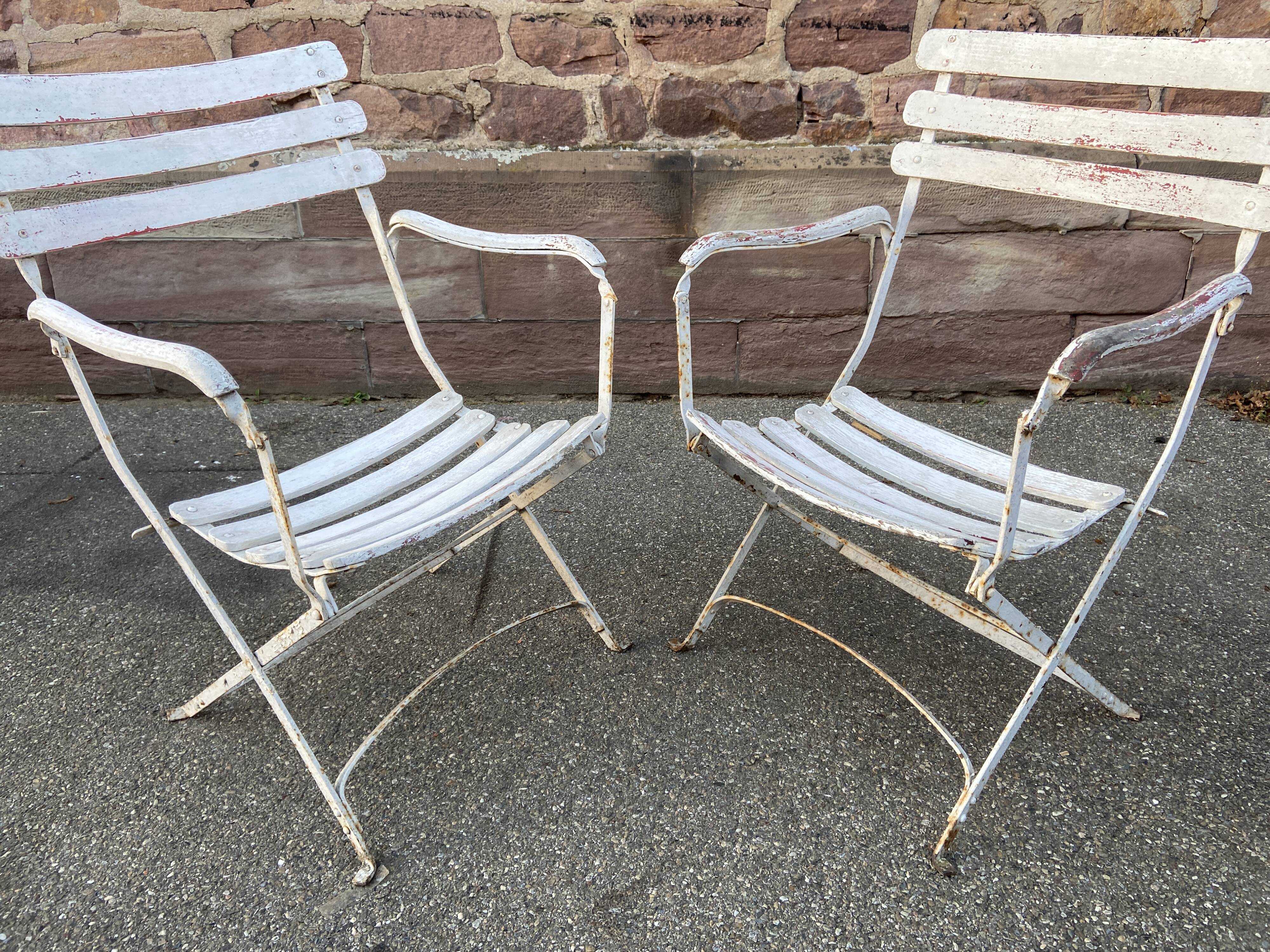 Paire de fauteuils chaises de jardin fer forgé vintage
