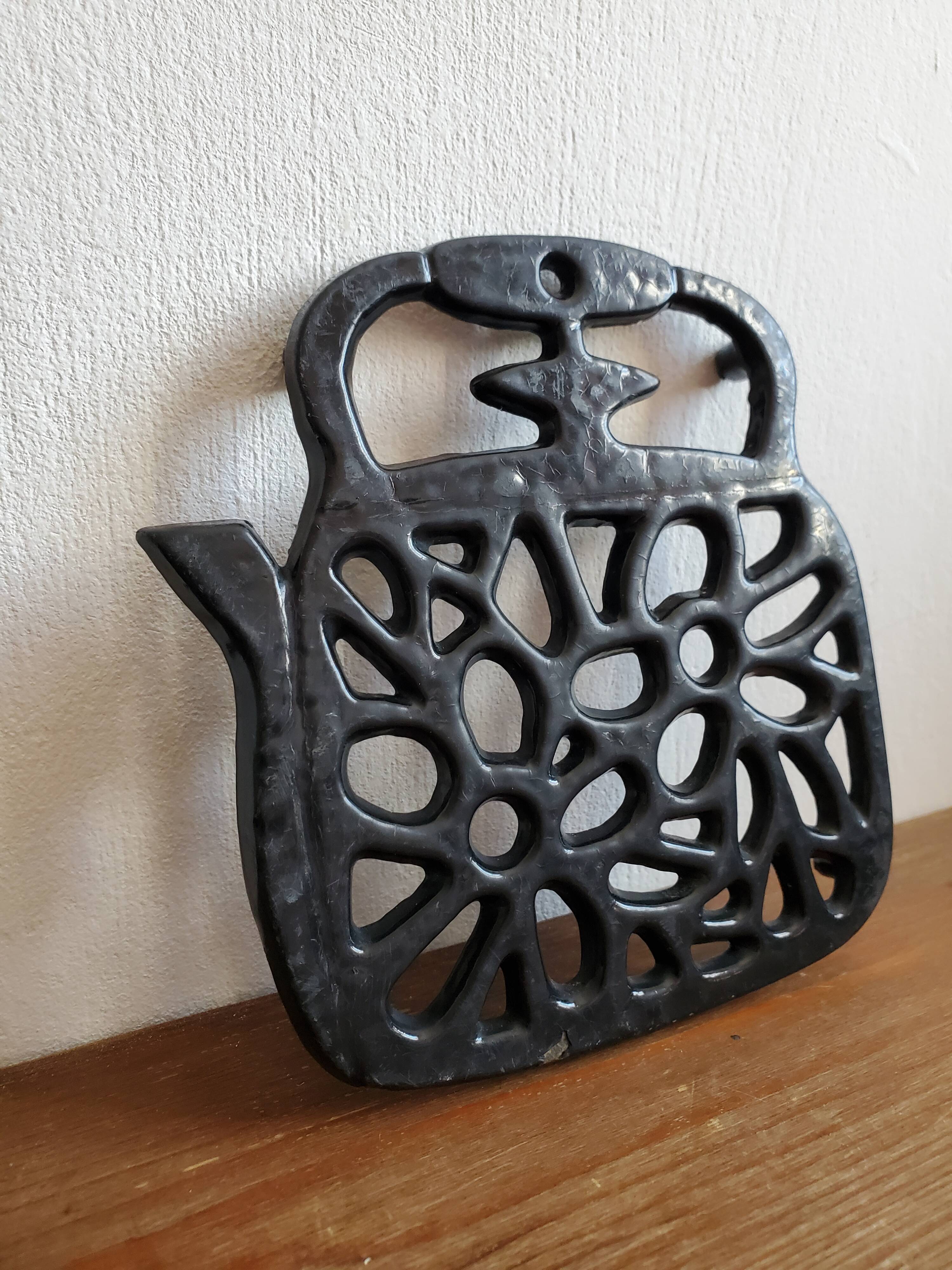 Enamelled cast iron trifle in the shape of a kettle, teapot