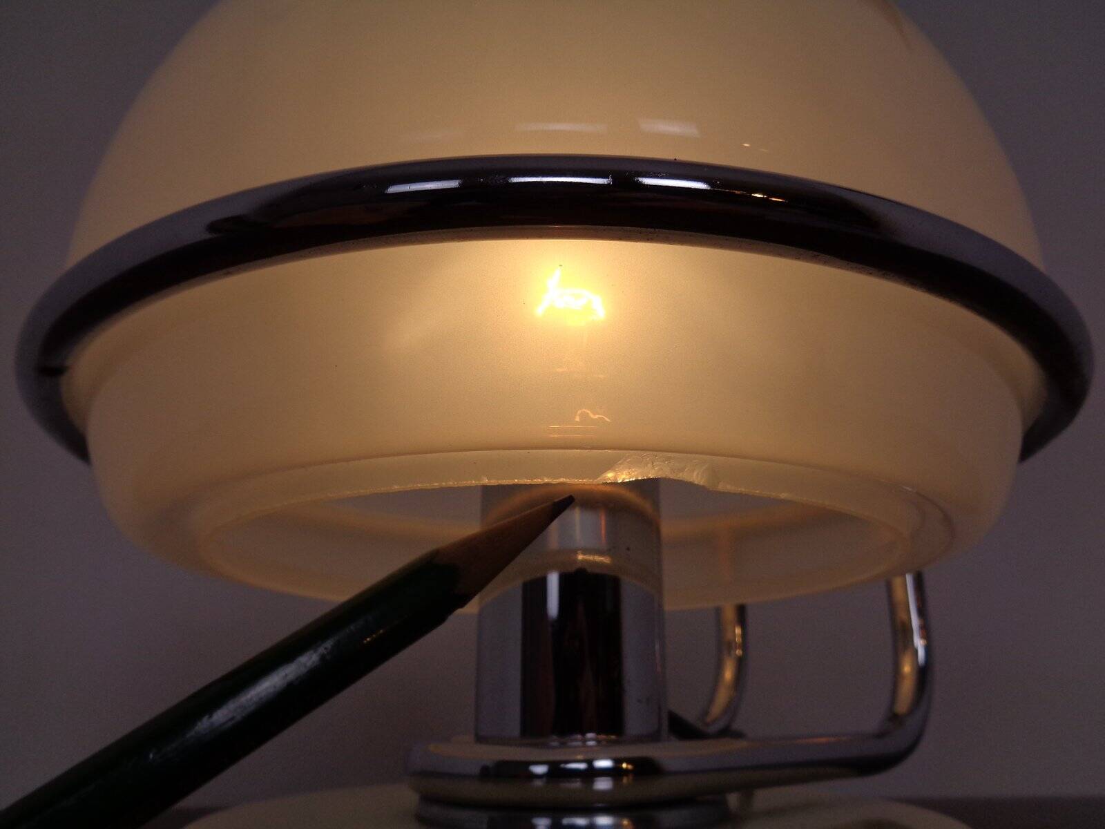 Italian Glass & Chromed Steel Table Lamp, 1960s