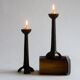 Paire de bougeoirs en fonte de fer moulée tripodes⎮MidCentury