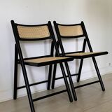 2 folding cane wood chairs