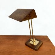 Vintage French brass and marble dessin desk lamp 1960