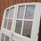 Old arched house window / transom, hammered glass, cremone