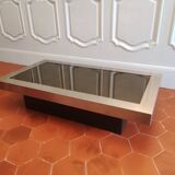 Coffee table in aluminum and smoked glass, 1970