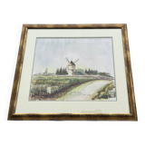 The Mill in Batz, Brittany – Watercolor signed "Bordeau"