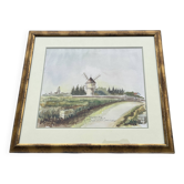 Le Moulin à Batz Bretagne – Aquarelle signée "Bordeau"