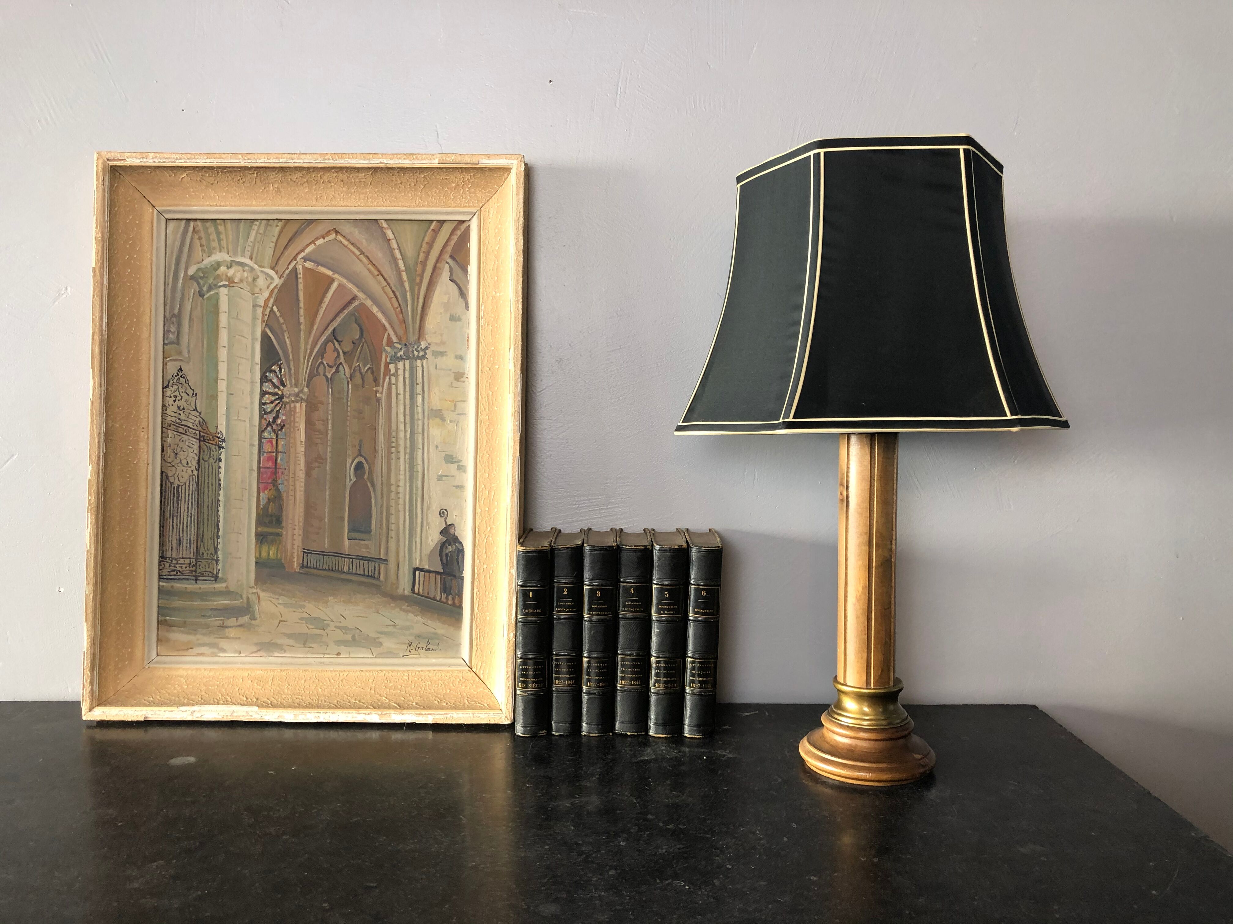 Wooden and brass lamp foot