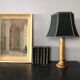 Wooden and brass lamp foot