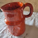 Pitcher vase in orange stoneware