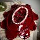 Woven ceramic basket with petals in oxblood slip / baroque style, eclectic