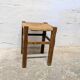 Square stool in wood and straw