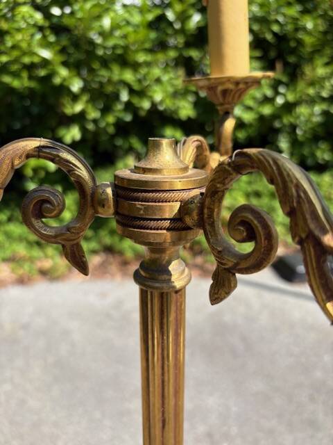 old floor lamp / gilded bronze light fixture / vintage