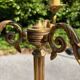 old floor lamp / gilded bronze light fixture / vintage
