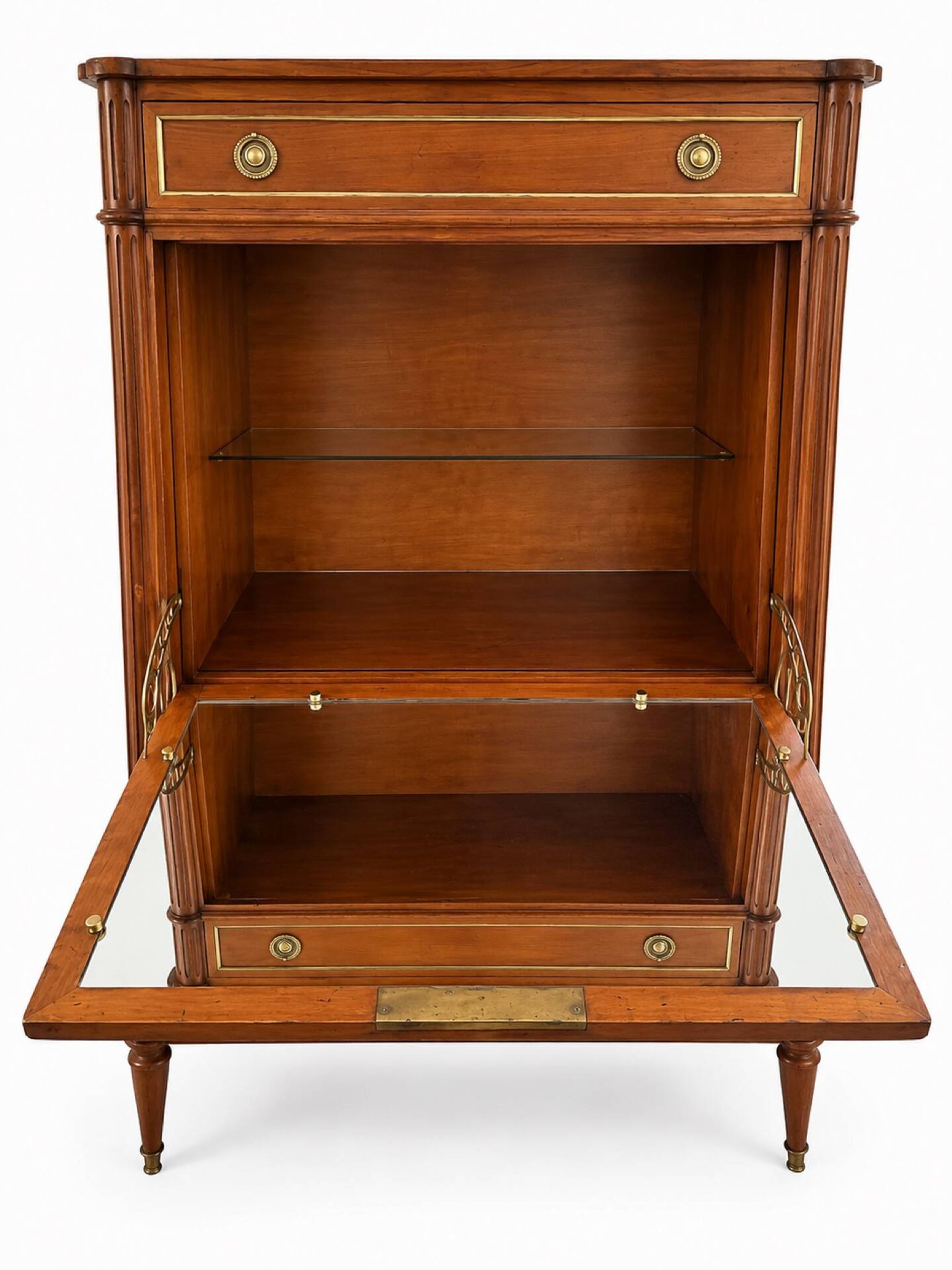 Secretary bar furniture, solid wood Louis XVI style - mirror and shelf