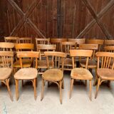 Series of 20 vintage mismatched bentwood bistro chairs