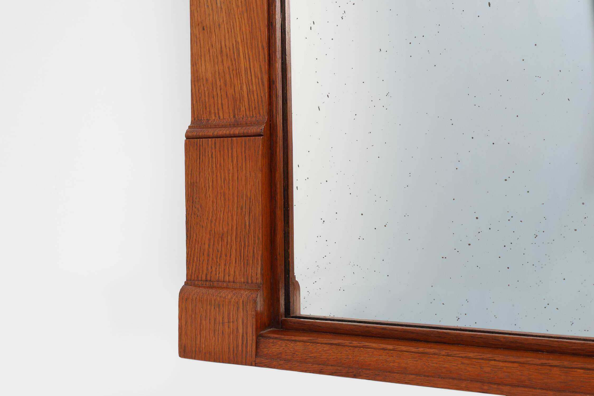 Art Deco Oak Wall Mirror, Belgium, circa 1915