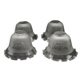 Set of 4 Victorian Style Bell-Shaped Glass Replacement Shades Frilled Edge