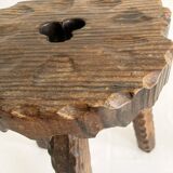 Duo of tripod clover pattern farm stools