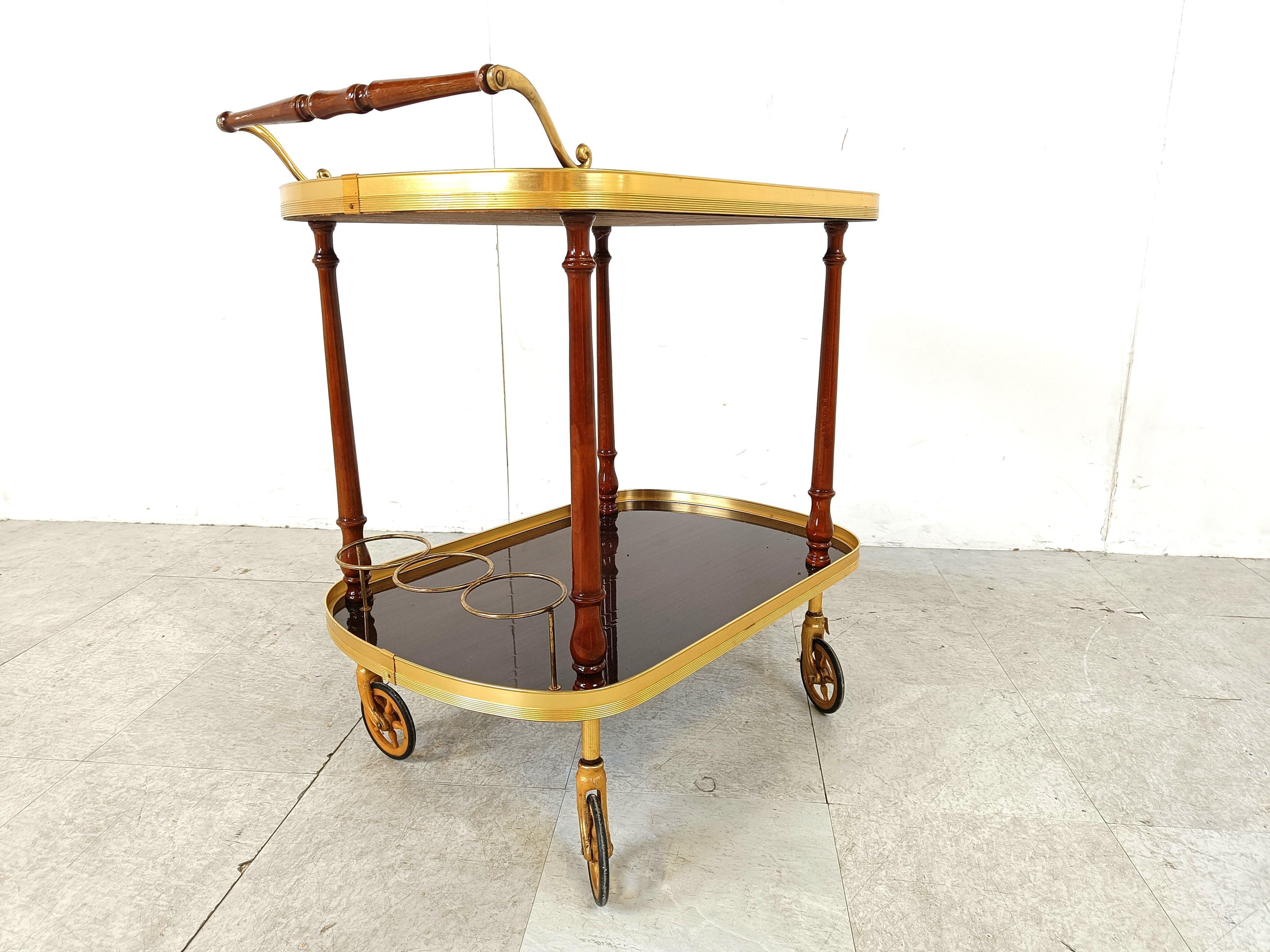 Neoclassical brass drinks trolley, 1960s