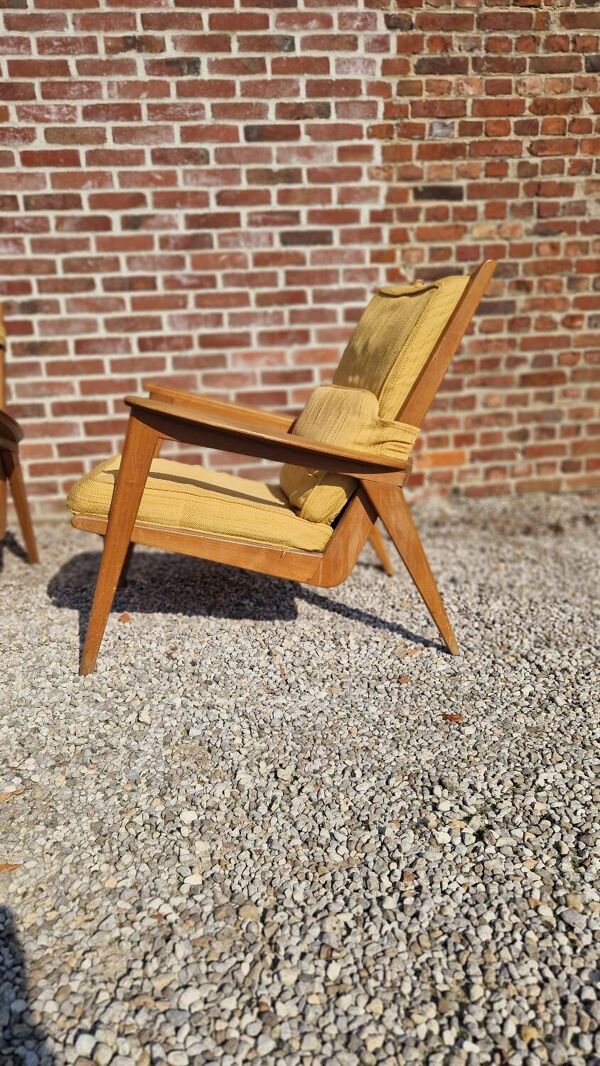 Paire de chauffeuses design Free Span années 60's