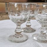 6 Small old bistro glasses for white wine or aperitif - thick glass