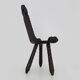 Brutalist tripod chair in raw wood. solid wood chair
