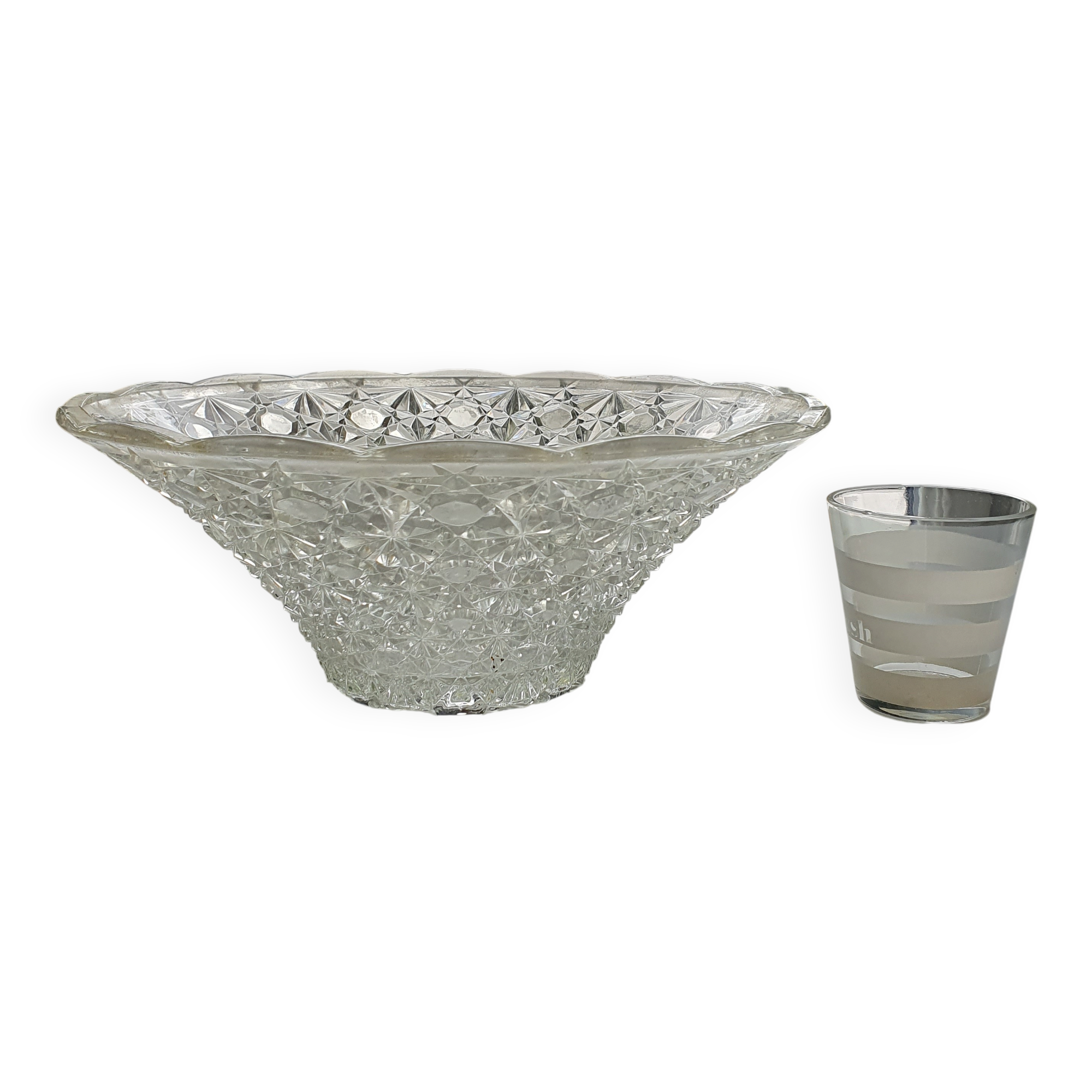 Cut glass salad bowl