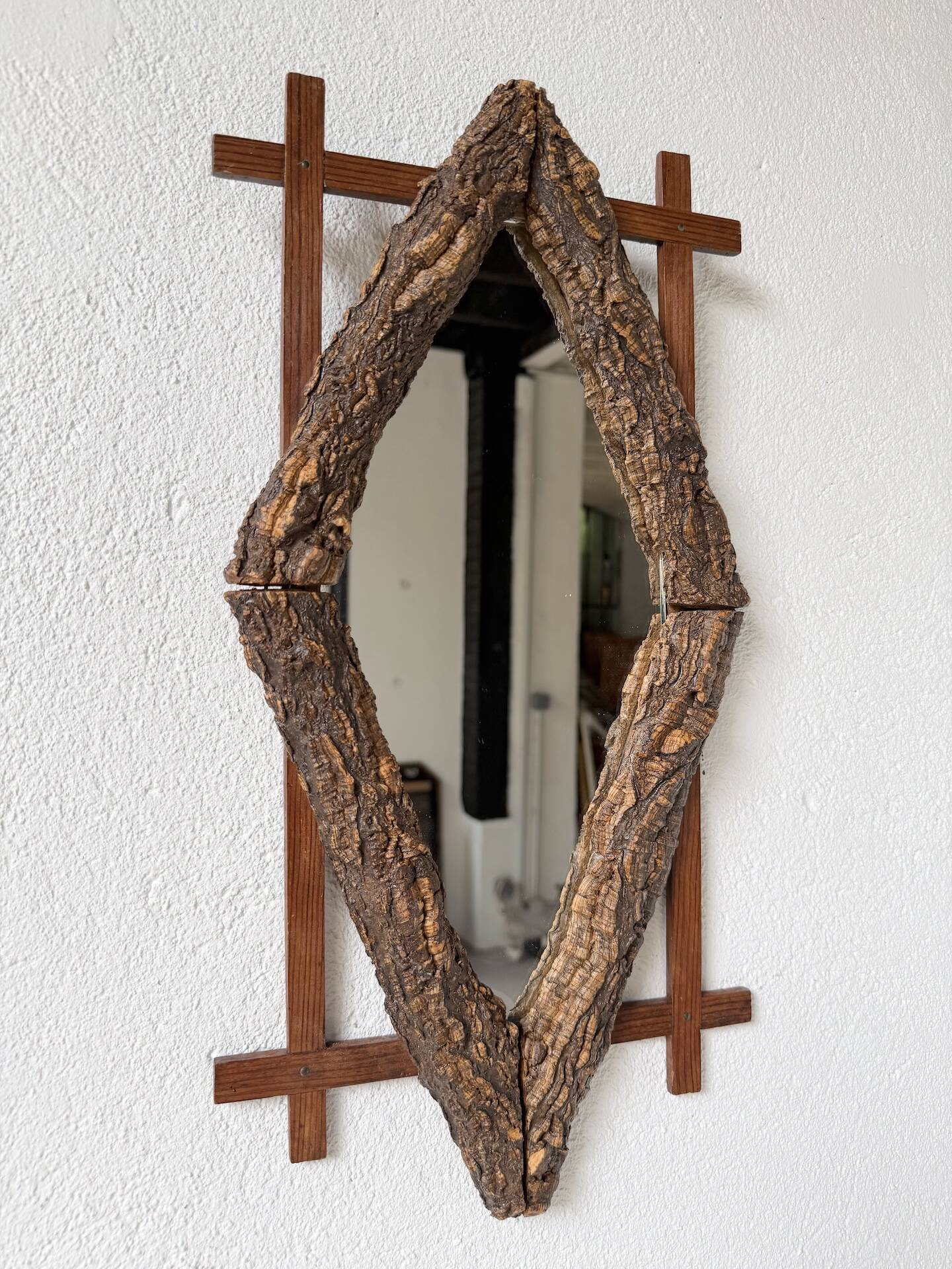Rustic mirror wood 1900 folk art