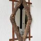 Rustic mirror wood 1900 folk art