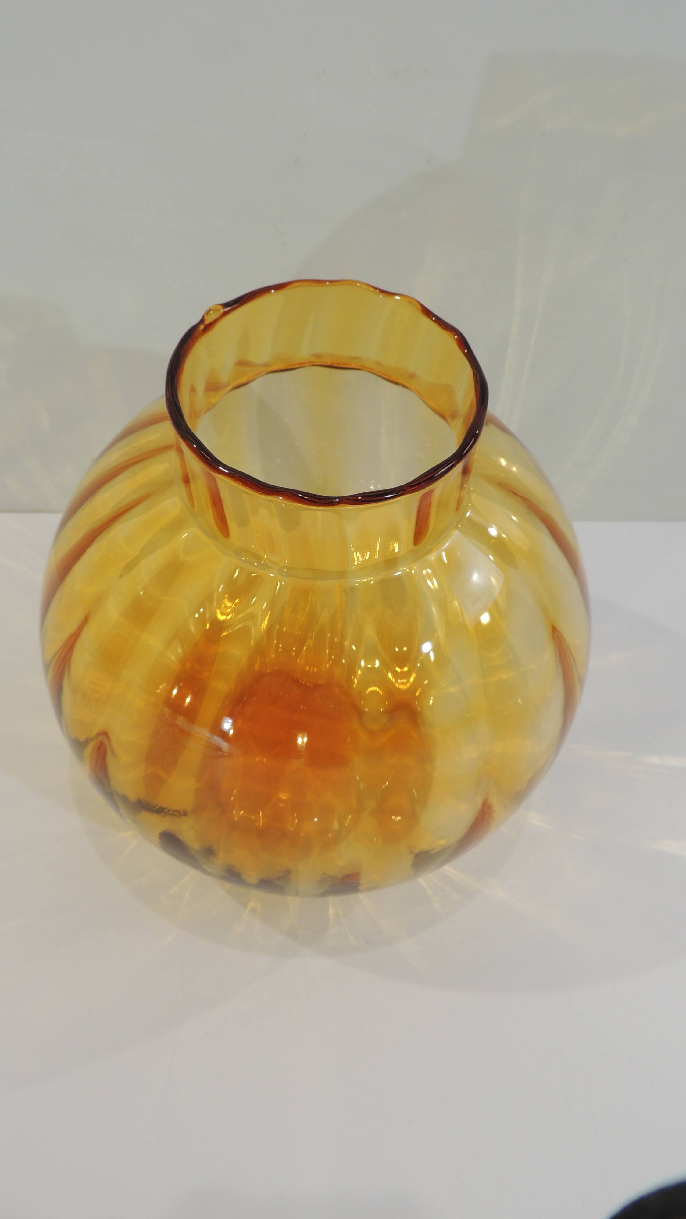 Slanted/Vintage Amber Glass Vase