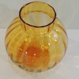 Slanted/Vintage Amber Glass Vase