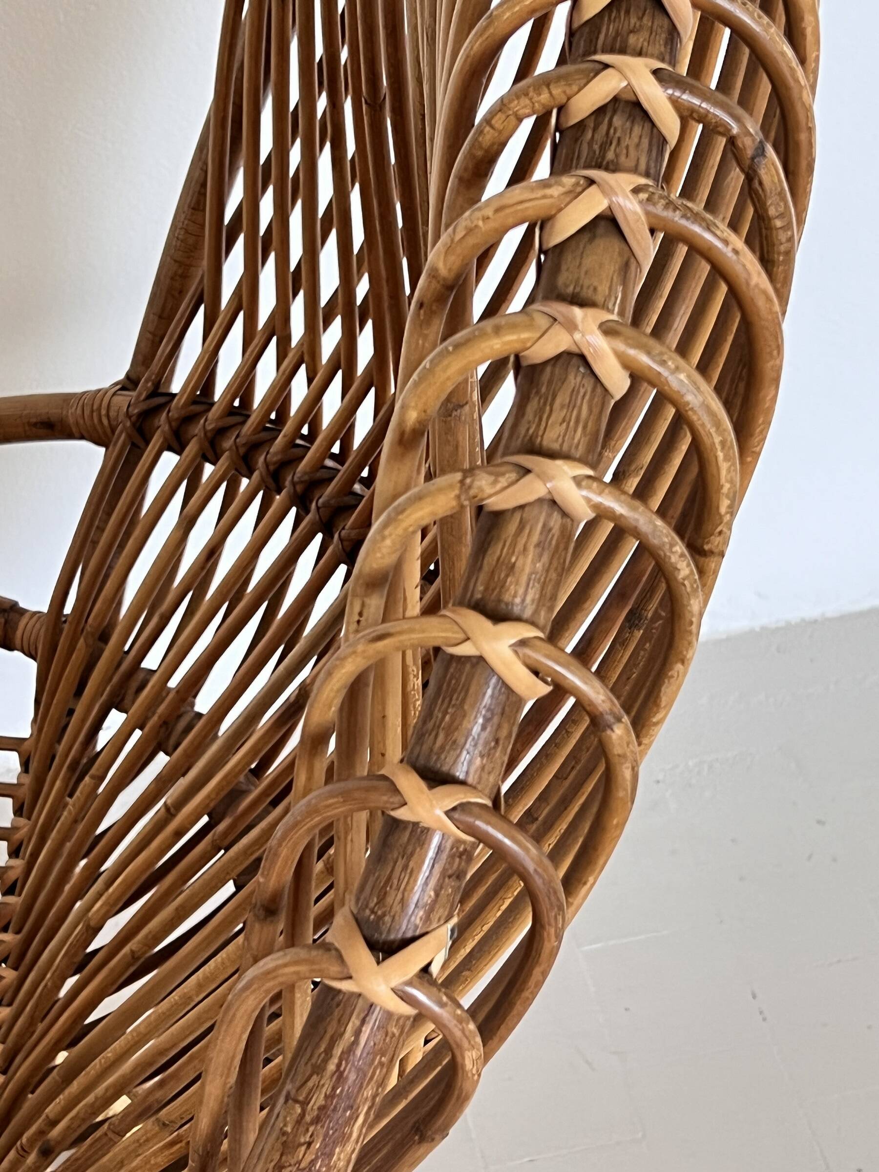 Giovanni Travasa for Bonacina Bamboo Lounge Chair, 1950s