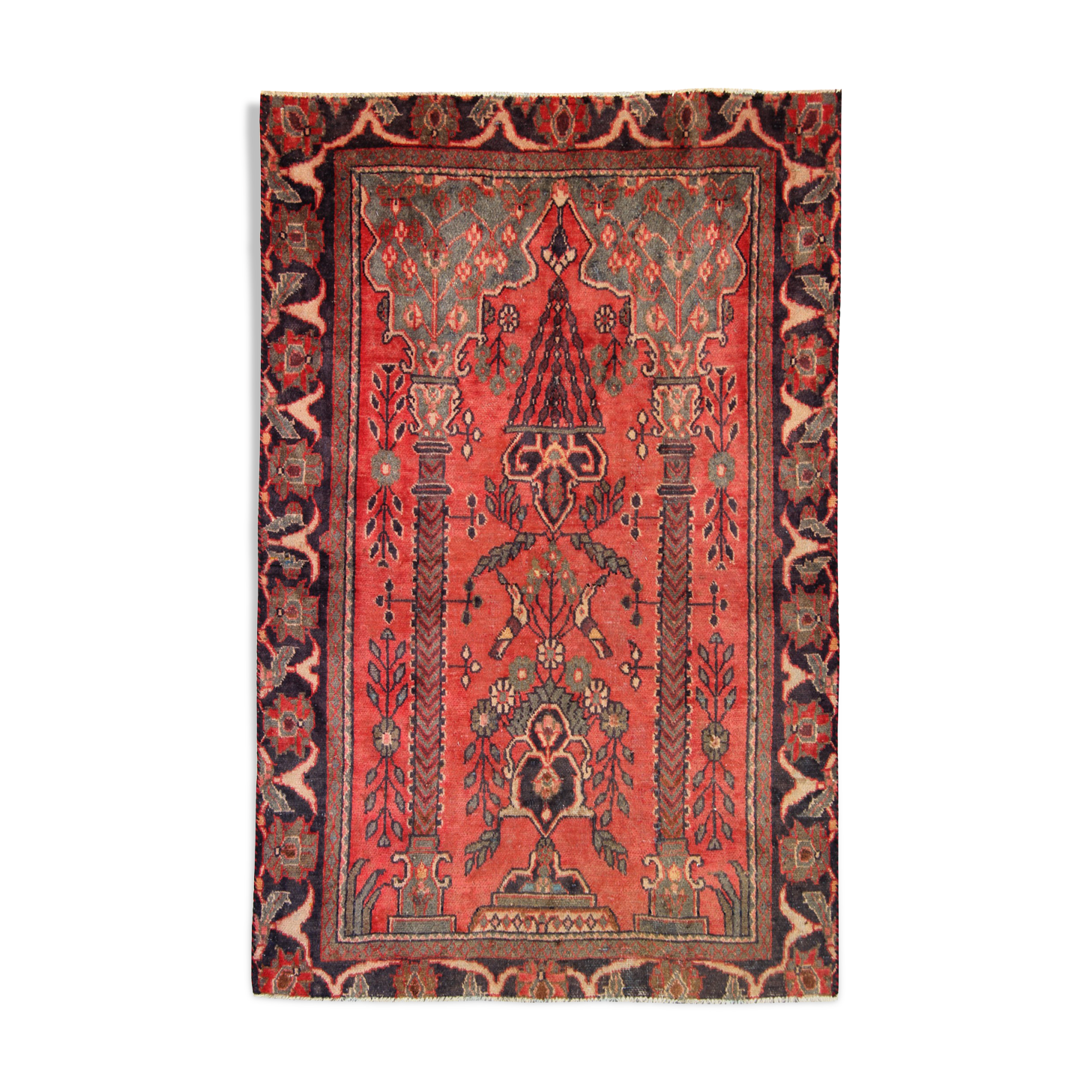 tapis en laine rouge persan- 110x170cm