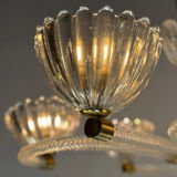 Venetian glass chandelier from Murano and brass, circa 1940.