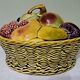 Sarreguemines Majolica slip lidded basket