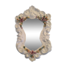 Miroir en porcelaine figurant des fleurs, signé "Bassano"