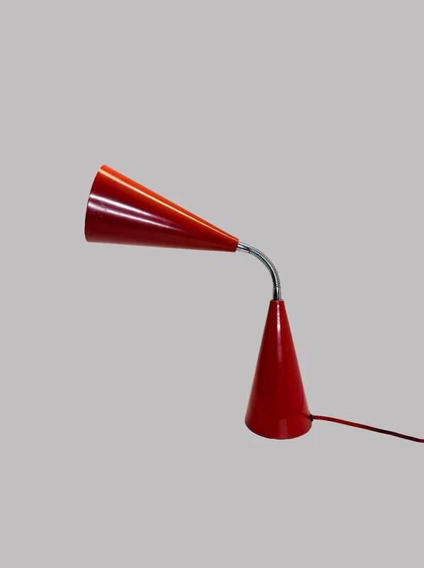 80's style table lamp Max Bill, Egoluce, vintage brown-red.