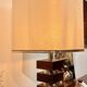 Large vintage architectural table lamp – Stacked Wood & Metal Base