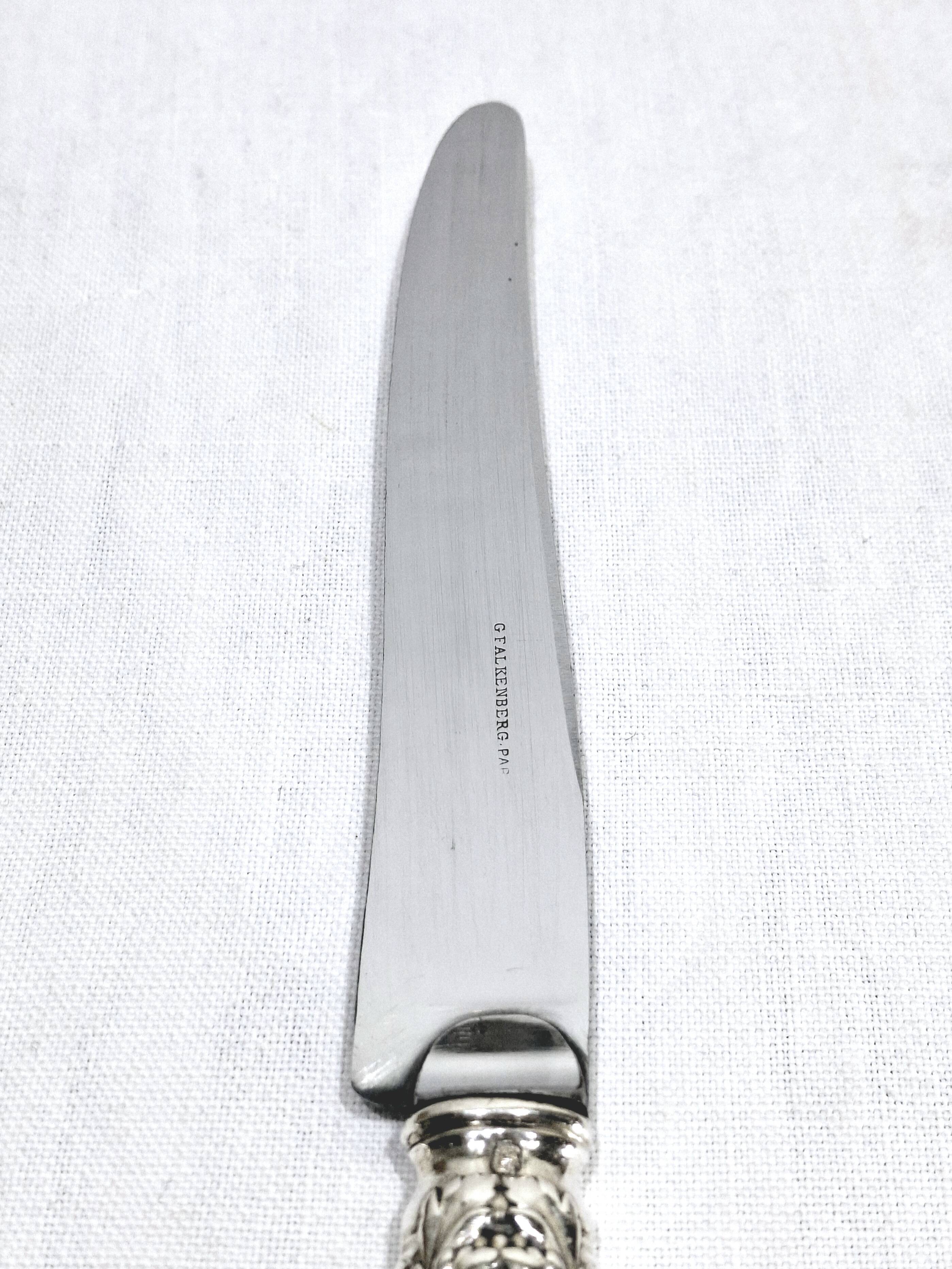 MARTIAL GAUTHIER / GEORGES FLAKENBERG - 12 KNIVES WITH SILVER HANDLES