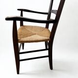 Vintage solid wood chair with a straw seat – Chic country style
