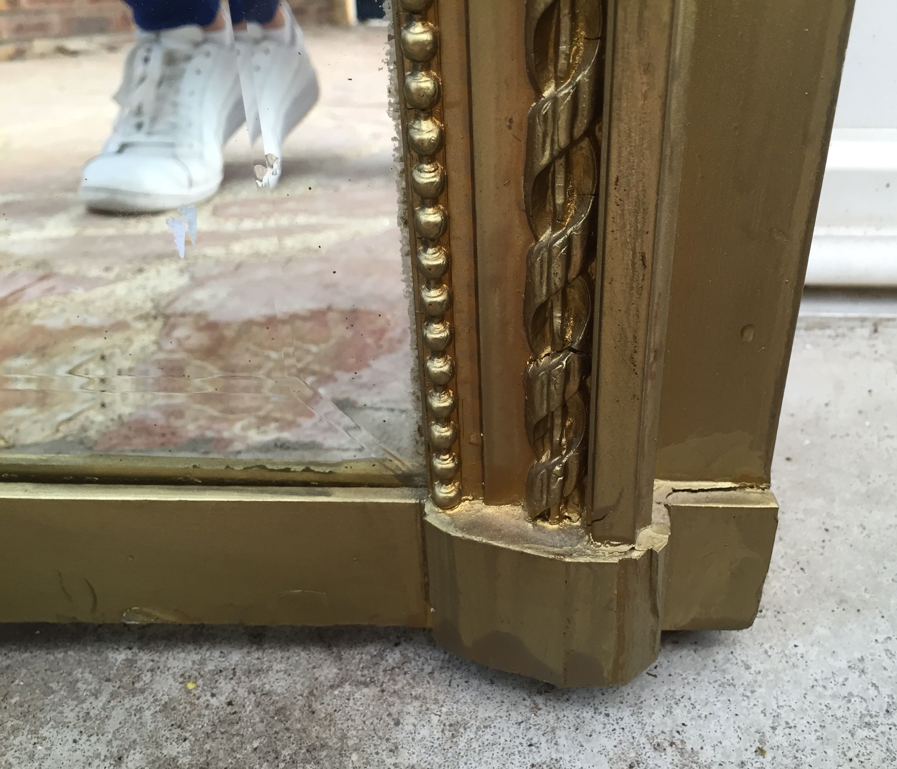 Bevelled mirror old fireplace overmantel 132x79cm