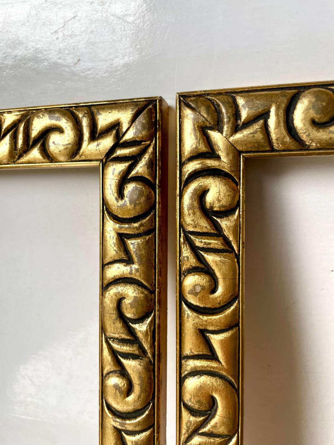 Pair of antique art nouveau gilded wooden  frames