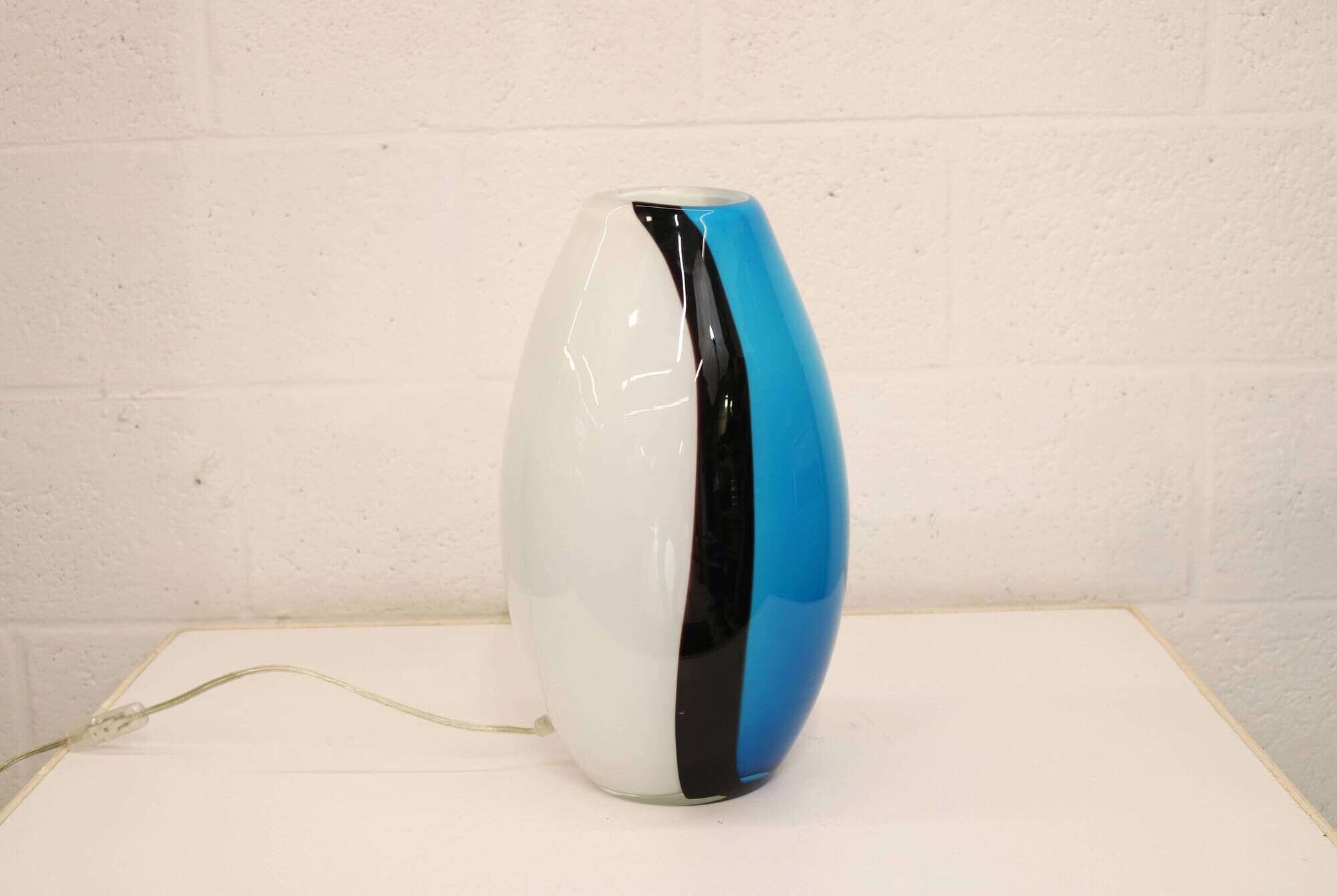 Eglo handblowed glass table lamp - Empori 87756 - Opaline and blue glass