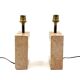 Hollywood regency pink marble set of 2 table lamps, France 1970s
