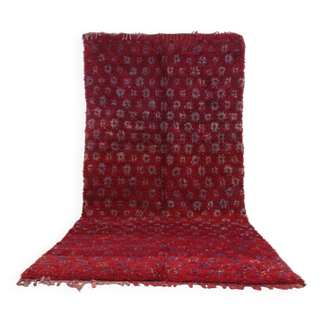Tapis marocain vintage bourgogne 179 x 389 cm - Tapis en laine berbère - Tapis fait main