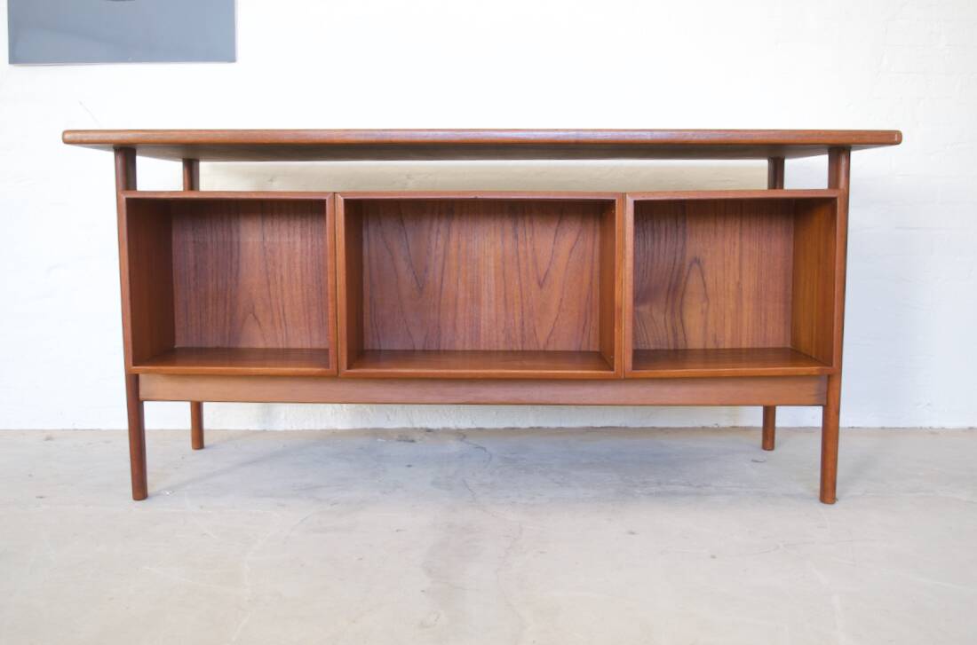 FM60 Executive Desk in Teak by Kai Kristiansen for Feldballes Møbelfabrik, 1960s