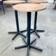 Industrial metal and wood stools with star legs Netherlands 1970s