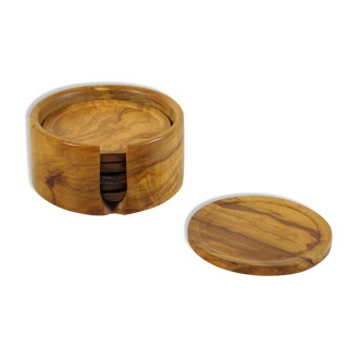 Etui de sous-verres en bois d'olivier