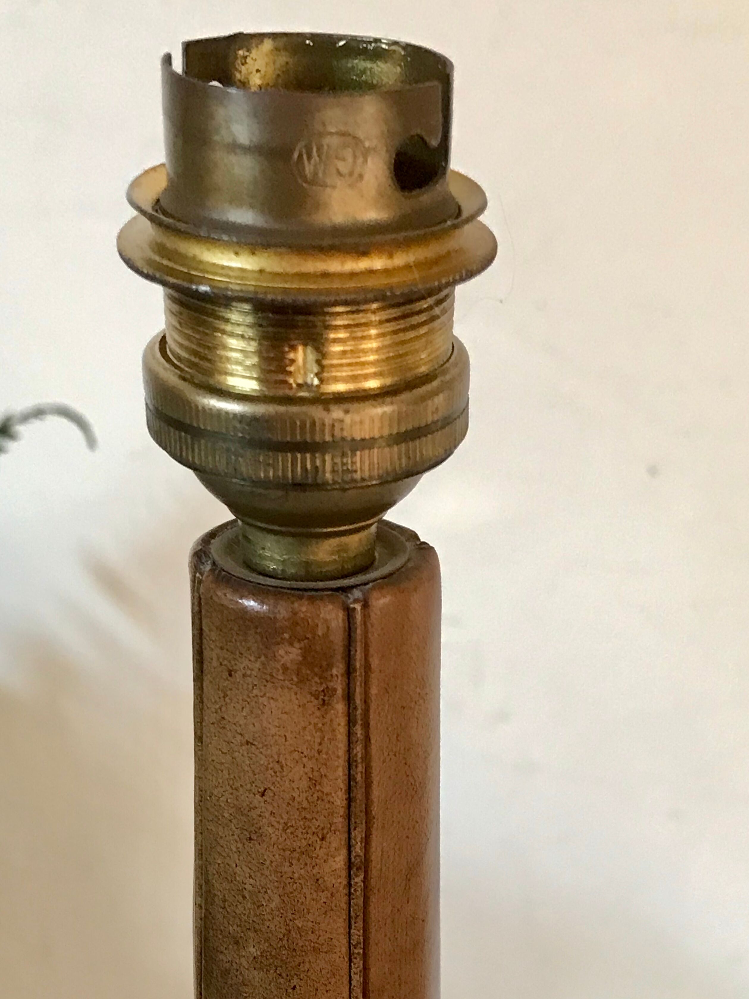 Vintage leather and brass lamp the Tanner